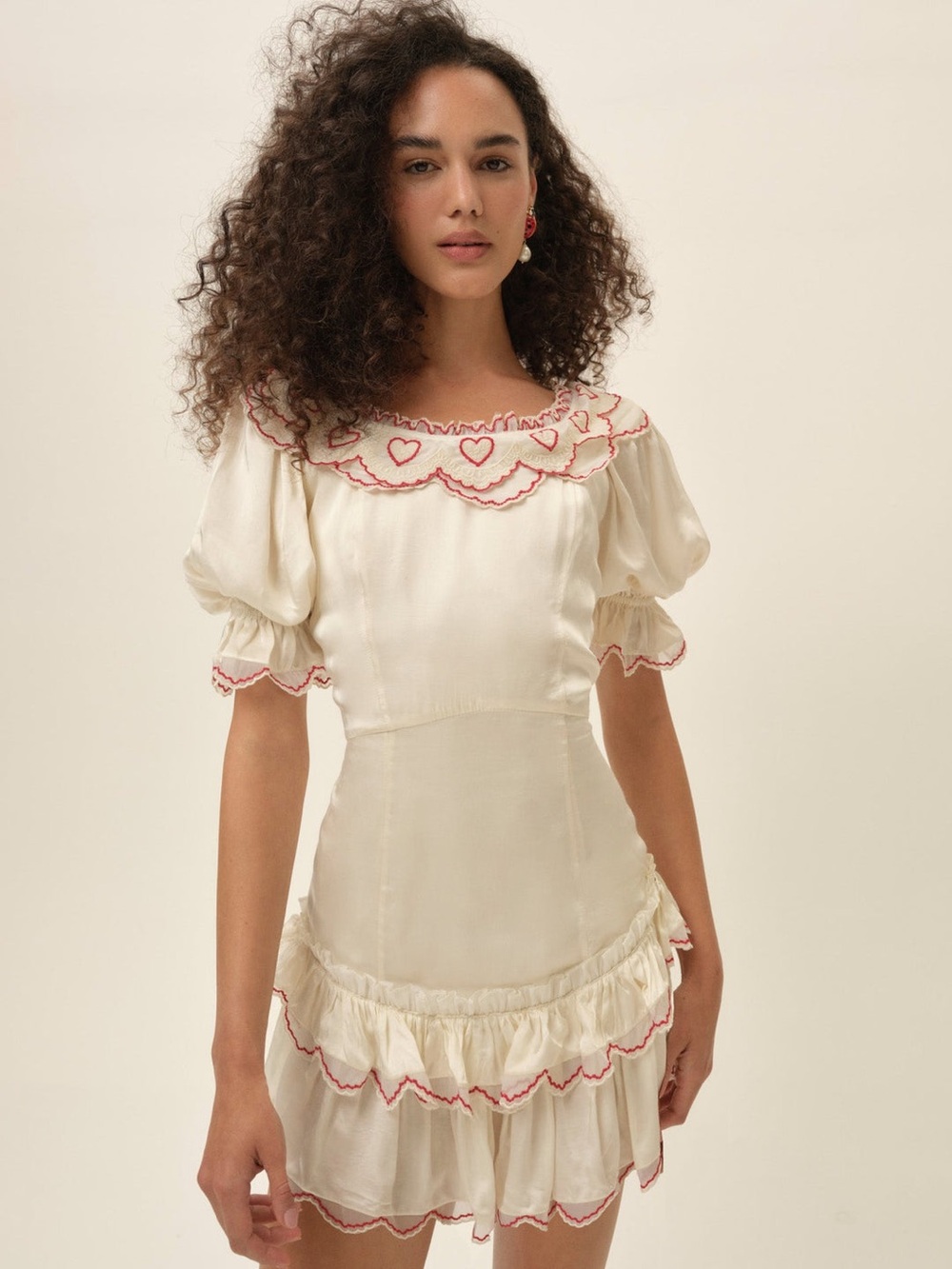 $369 NWT For Love And Lemons “Amor” Mini Dress in Cream Sz Medium